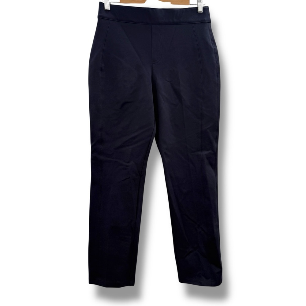 Spanx Straight Leg Ankle Pants Women’s Size Medium Navy Blue Pull On Stretch Fit